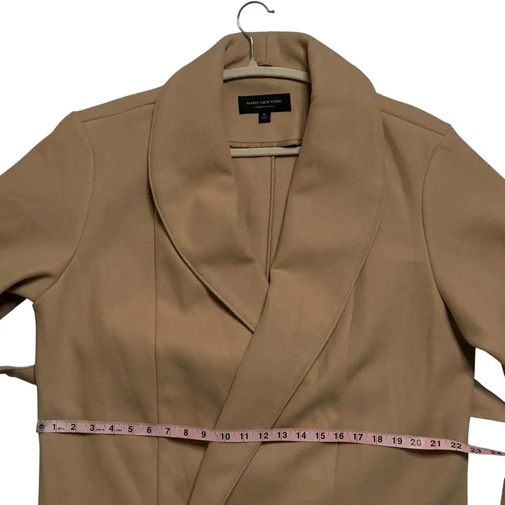 Marc New York Womens Palomino Cream Belted Shawl Collar Draped Coat NWT XL 16-18